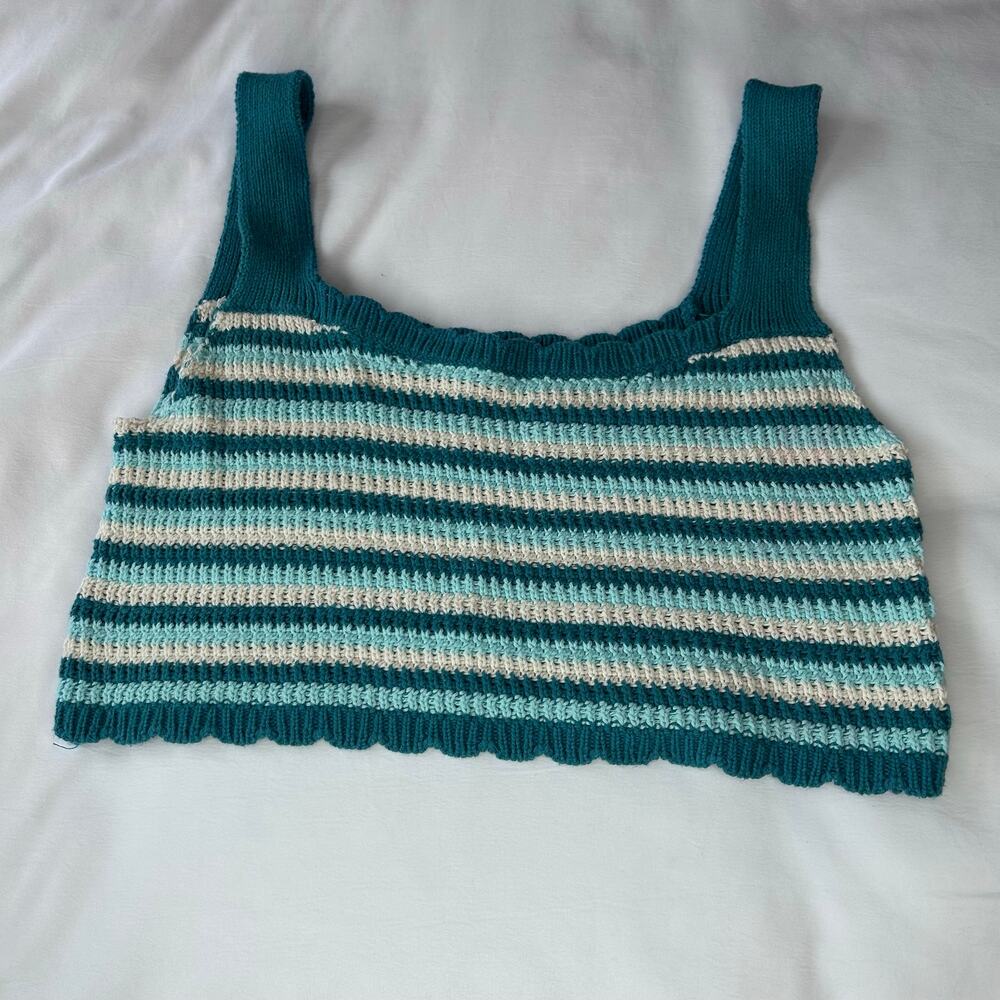 Crop Knit Top Women Medium 100% Cotton Multicolor Y2K Hippie Boho Festival Comfy